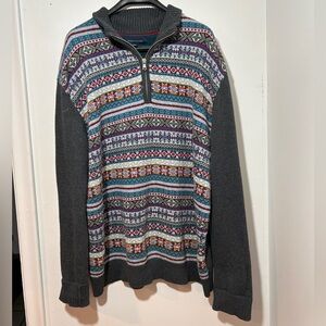 Tommy Hilfiger Cotton Men's Colorful Pattern Zip-Up Sweater Size XL